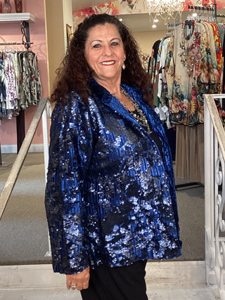SEQUIN & VELOUR JKT - ROYAL
