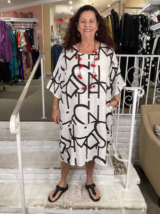 GEO TUNIC DRESS - WHITE