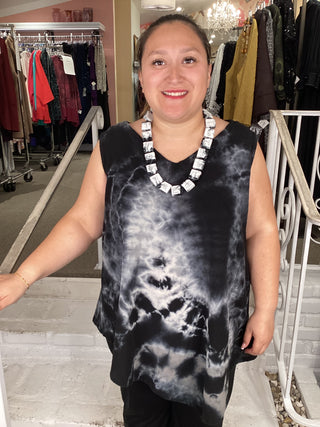 ALLIE ASYM TANK - MARBLE BLACK