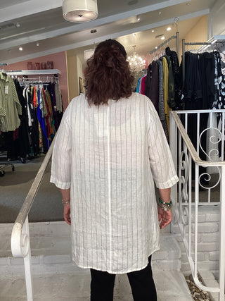 Cheyenne White Pin Stripe Linen Tunic