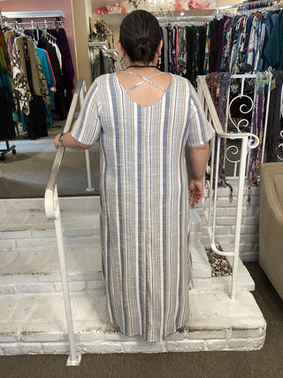 MARTHA S/S DRESS - SAND STRIPE