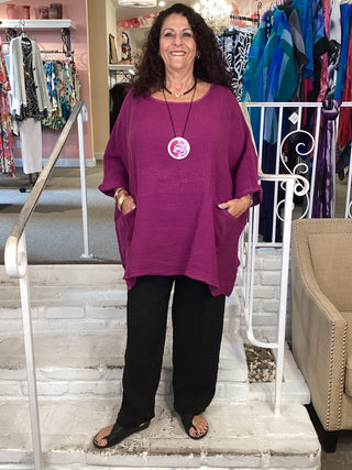 ROZA 2 POCKET TOP - MAGENTA