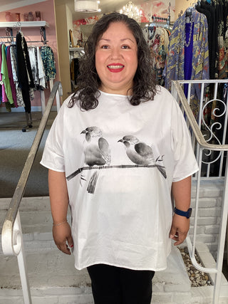JT1074 Boxy Tee Bird - White