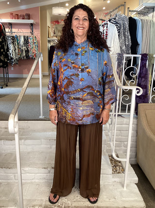 SATIN PANT - BROWN