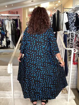 3/4 AR DRESS - SQUARES BLUE