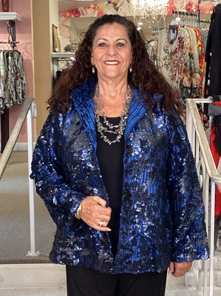 SEQUIN & VELOUR JKT - ROYAL