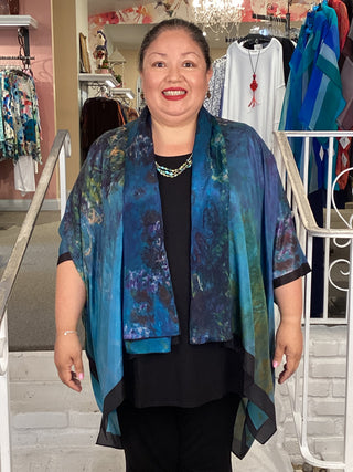 Silk Long Kimono - Lagoon