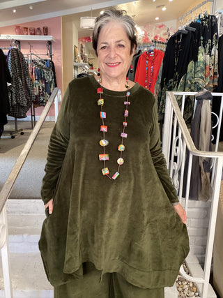 CLARA VELVET TUNIC - KHAKI