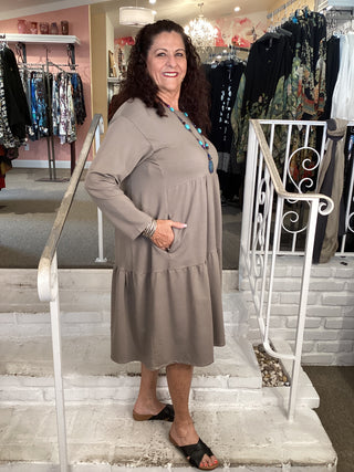 BABY DOLL DRESS - STONE/GREY