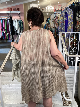 AT1525 Tank Dress - Taupe