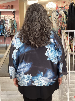 Silk Kimono Jacket - Blue Hydrangea