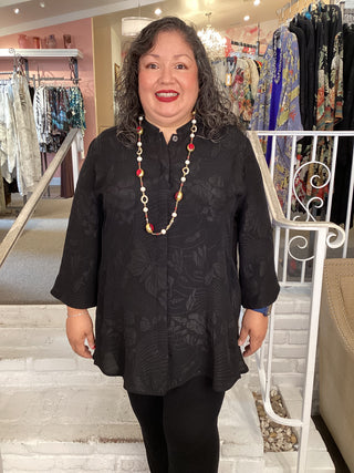 TUMMY TUCK BLOUSE - BLACK
