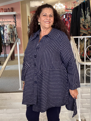BUTTON DOWN TUNIC - NAVY