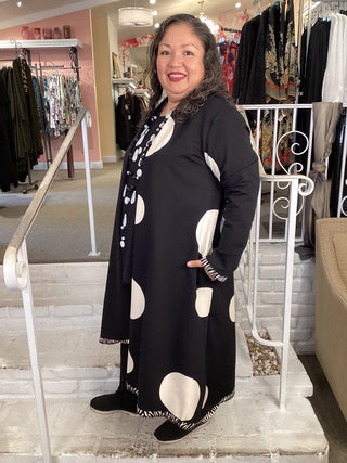 TUVA LONG CARDI - B/W DOT