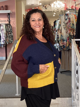 AS945H PATCH CARDIGAN - HONEY