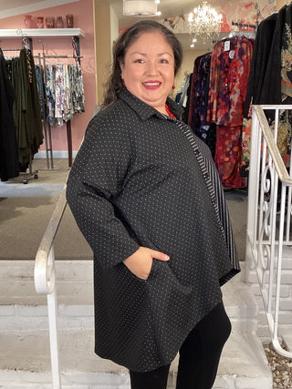 HI  LOW SHIRT - DOT/STRIPE DOT