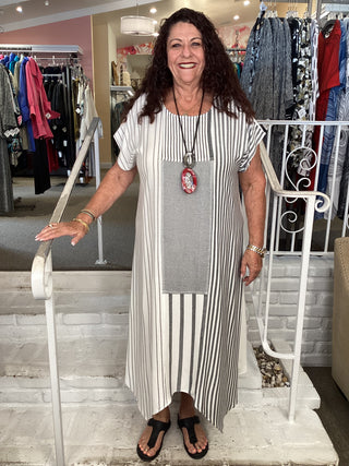 S/S Patch Dress - White Combo