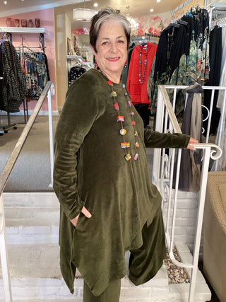 CLARA VELVET TUNIC - KHAKI