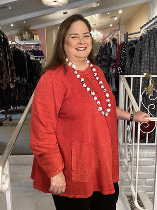 FRENCH TERRY TUNIC - SCARLET