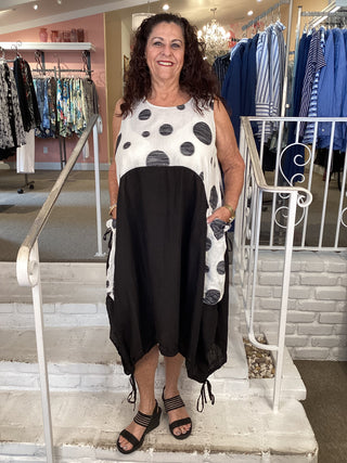 TANK DRESS - DOT & BLACK