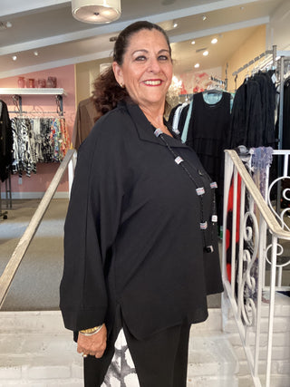 COLLAR AIRFLOW TUNIC - BLACK