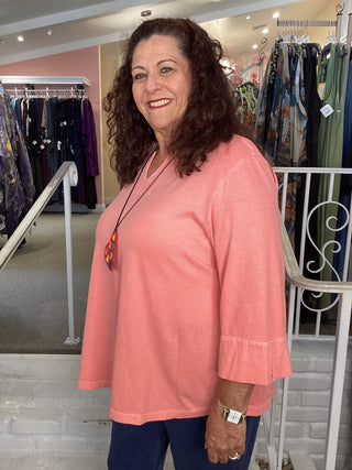 NOTCH NECK TOP - STRAWBERRY