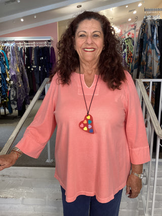 NOTCH NECK TOP - STRAWBERRY