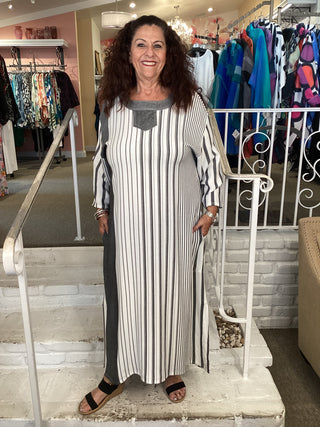 1267 3/4 Sleeve Maxi Dress - Natural