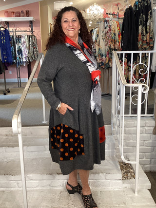 AD914M Knit Dot Patch Dress in Mix by Alembika