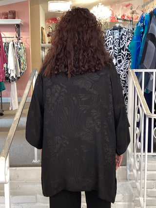 OPEN KIMONO - SOLID SILK BLK