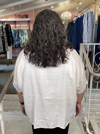 LINEN BOXY TOP - WHITE