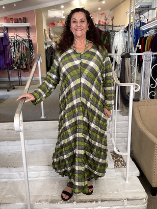 GREEN PLAID PODRAY DRESS