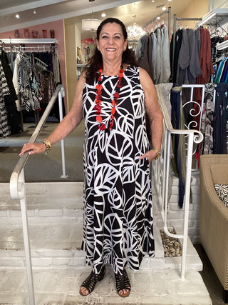 RD273M A-Line Midi Dress - Mono
