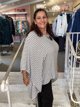 Stripe Poncho - Natural