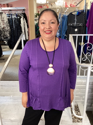 STRIPED 2 PKT TEE -AMETHYST