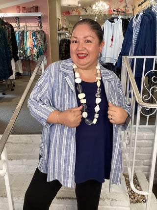 SAMANTHA BLOUSE-DENIM STRIPE