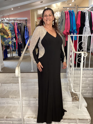 "WREN" GOWN -BLACK-NUDE-SILVER