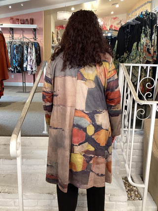 SUEDE LONG JACKET - BROWN