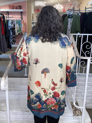 KIMONO - WAVES FAN FLWR CREAM