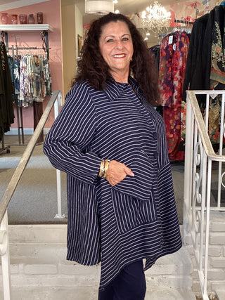 BUTTON DOWN TUNIC - NAVY