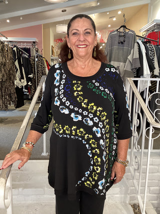 BANDED TUNIC - BLACK HENNA
