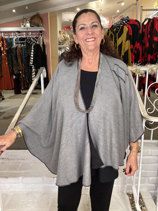 CASHMERE SHAWL - GREY/BLACK