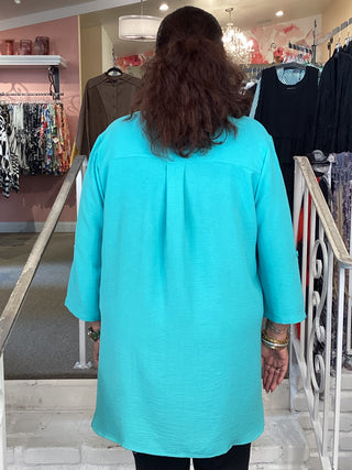 BUTTON AIRFLOW SHIRT - AQUA