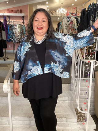 Silk Kimono Jacket - Blue Hydrangea