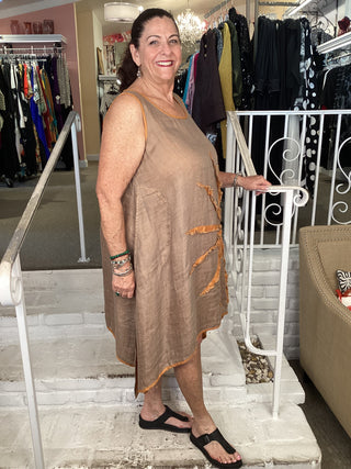 GAUZE TANK DRESS - ORANGE