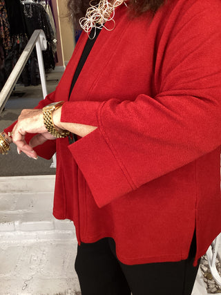 1 BUTTON BOUCLE JACKET - RED