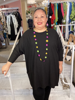 COTTON 2 PKT TUNIC - BLACK