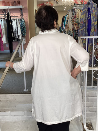 JT1327 Wholy Button Tunic - White