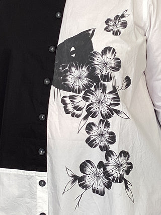JT1077 Cat Button Tunic - White