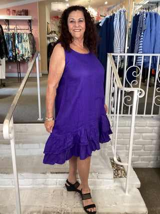 LINEN GAUZE DRESS - PURPLE